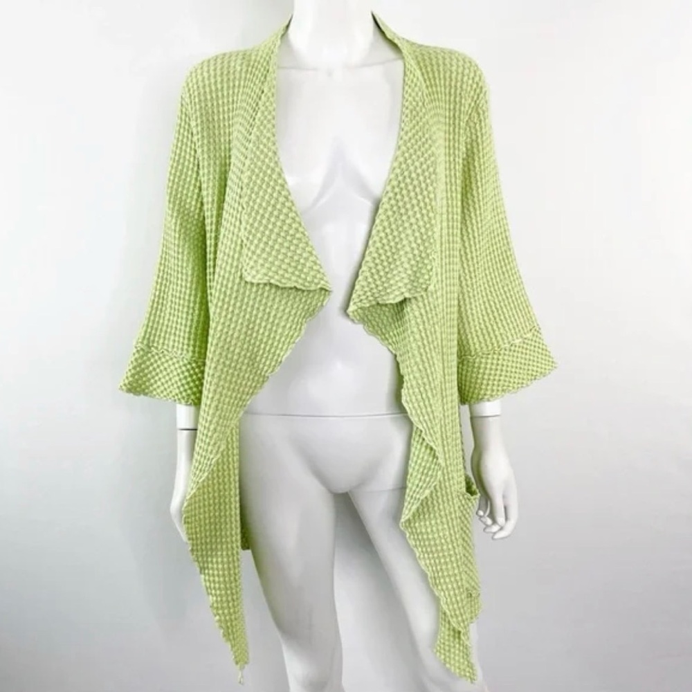 Elegant Lime Green Draped Cardigan